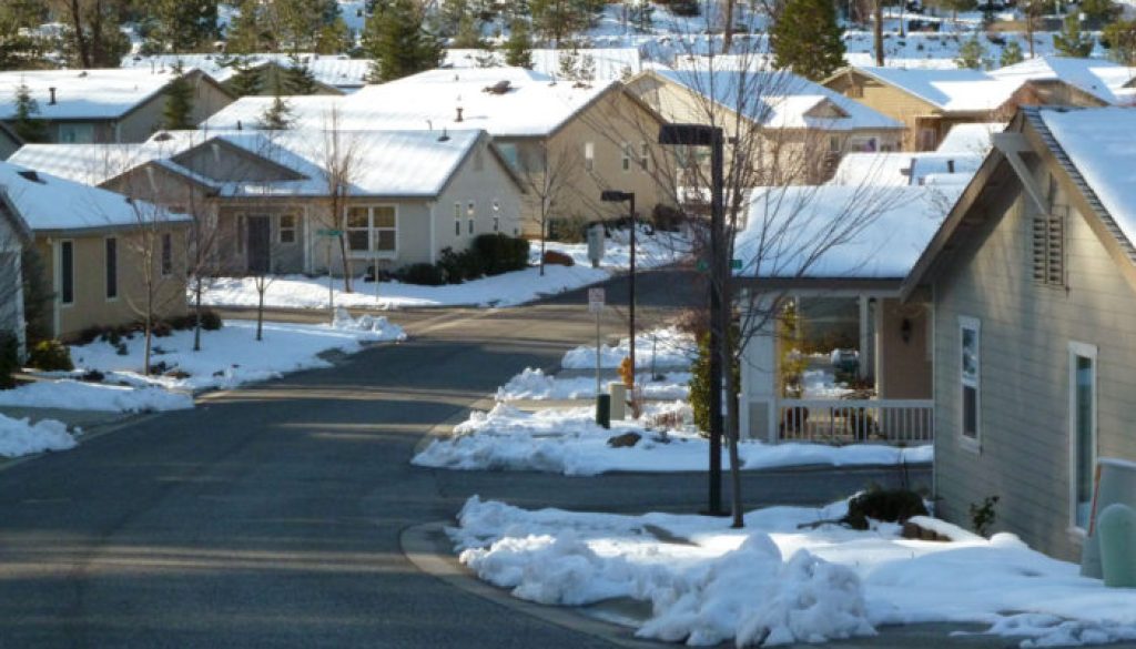 road of residential homes