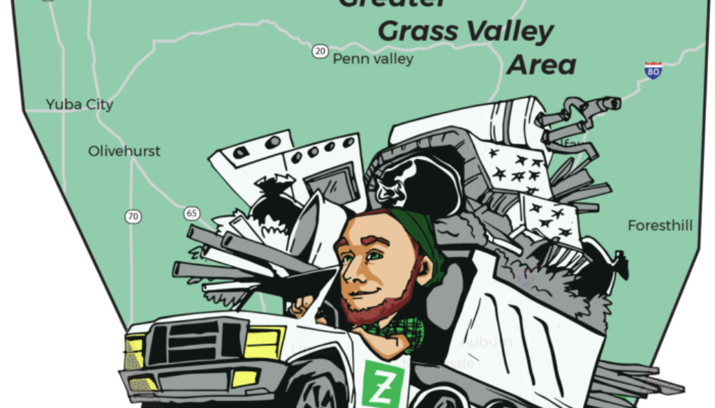 Greater Grass Valley Area and hauling truck cartoon