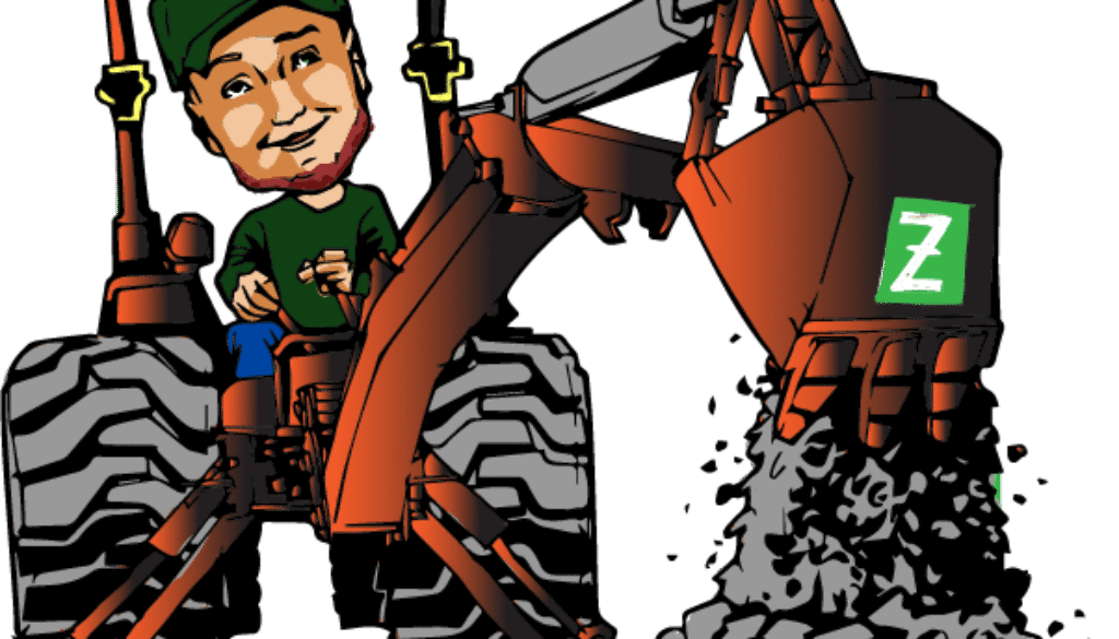 Cartoon: Ben and backhoe work